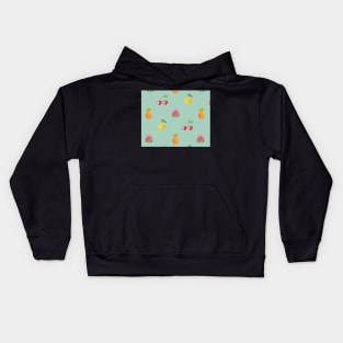 Turquoise Watercolor Fruit Pattern Kids Hoodie